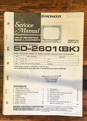 #ad Pioneer SD 2601 Component Display Service Manual *Original* $14.97
