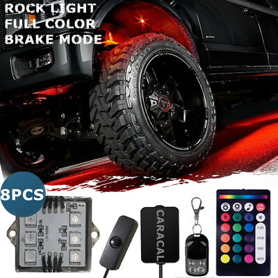 #ad 8pc 4x4 Offroad Fender Well Rock Crawler LED Light Kit for Jeep Music Brake Mode $45.99