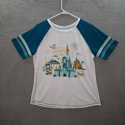 #ad Disney Parks Shirt Womens 2XL XXL White Blue Magic Kingdom Lake Buena Vista FL $16.99