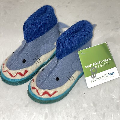 #ad Garnet Hill Kids Pure New Boiled Wool Shark House Slippers Booties Size 6 NEW $35.00