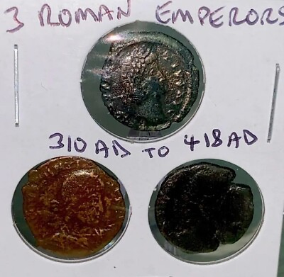 #ad Genuine Coin Lot of 3 Diff Roman Emperors From 310 418AD over 1600 Years Old $37.00
