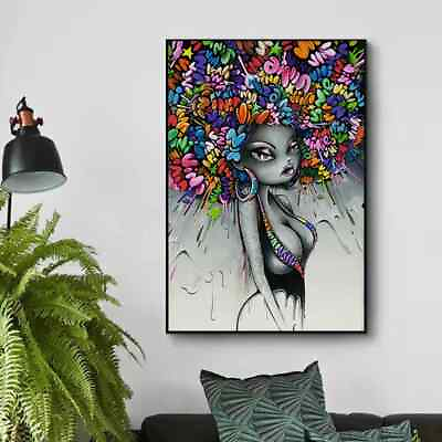 #ad Colorful abstract girl canvas poster Art Home decoration $11.97