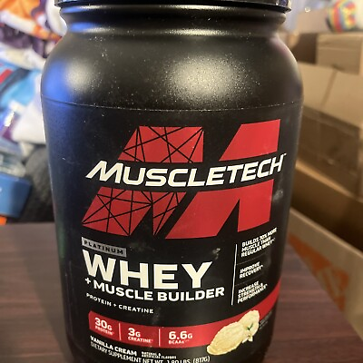 #ad Muscletech Platinum Whey Plus Muscle Builder Protein Powder 30g Vanilla Exp05 26 $35.00