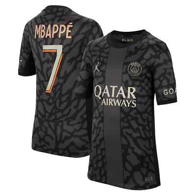 #ad New PSG Mabppe #7 Black Youth Kids Soccer Uniform Bellingham Messi Ronaldo $35.00