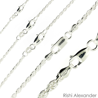 #ad Real Solid Sterling Silver Diamond Cut Rope Chain Mens Boys Bracelet or Necklace $154.99