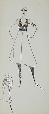 #ad Karl Lagerfeld Original Fashion Sketch Ink Pen with Marker Drawing Contemporary $6450.00
