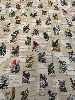 #ad USPS VIP Cranston Fabrics State Bird Flower Fabric Quilts Sew Crafts 1 Yard $10.00