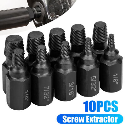 #ad 10Pcs Screw Extractor Kit Damaged Remover Set Easy Out Drill Bits Bolt Stud $12.99