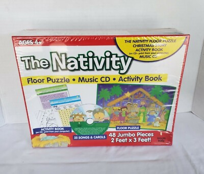 #ad The Nativity Floor Jumbo Puzzle Music CD Activity Book Christmas Children Songs $16.89