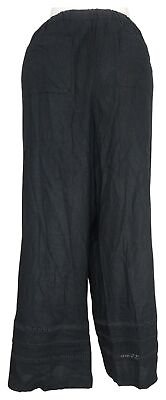 #ad Isaac Mizrahi Live Bridgehampton Linen Blend Pants Women#x27;s Plus Sz 20W Black $15.33