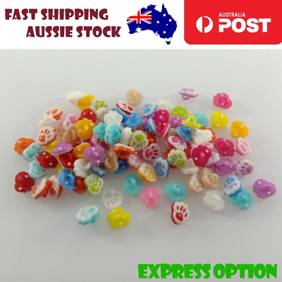 #ad 100pcs Buttons 13mm Candy Colour Small Bear Paw Multicolour Cartoon Child Plasti AU $14.55