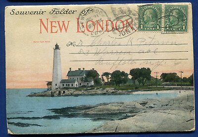 #ad New London Connecticut Lighthouse Postcard Folder PF296 $6.00