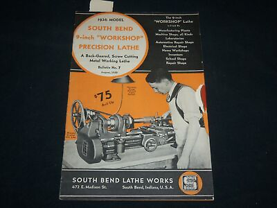 #ad 1936 SOUTH BEND LATHE WORKS 9quot; PRECISION LATHE WORKSHOP CATALOGUE J 6593 $35.00