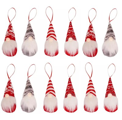 #ad 12 Pcs Christmas Ornaments Hanging Gnomes for Tree Decorations Home Decoration $18.99