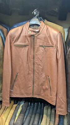 #ad Men’s Stylish Leather Jacket Brown 100% Genuine Soft Cow Skin Leather $150.00