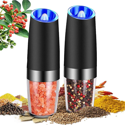 #ad Gravity Electric Pepper Salt Grinder Set with LED Light Stainless Steel 2Pack $19.65