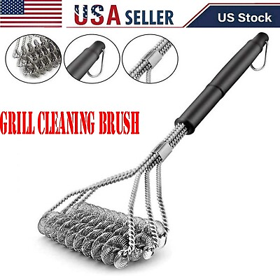#ad #ad 18in Grill BBQ Stainless Steel Cleaning Brush Bristle Free Safe with Scraper $11.99