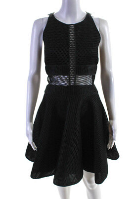 #ad ZAC Zac Posen Womens Mesh Sleeveless A Line Dress Black Size 4 $60.01