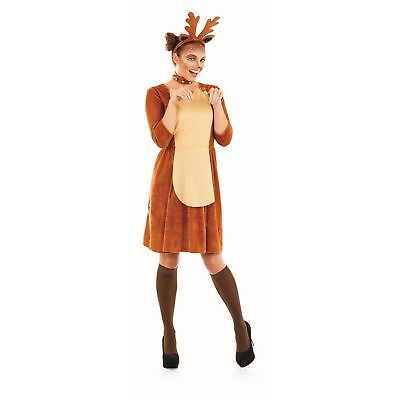 #ad Women`s Cute Reindeer Costume S XL Ladies Christmas Fancy Dress Xmas Party $41.95