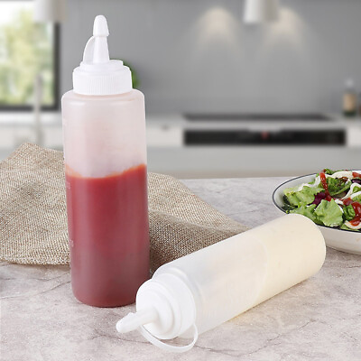 #ad 4PCS Squeeze Squirt Condiment Bottles Salad Sauce Dispenser Ketchup CruetD*YI $3.63