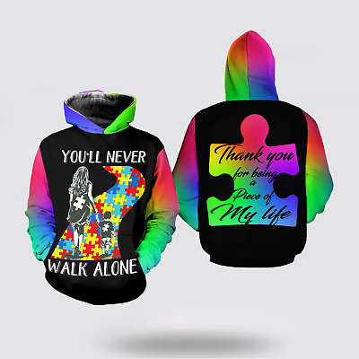 #ad Autism Awareness Hoodie Full Print You#x27;ll Never Walk Alone 3D Hoodie Shirt $43.95