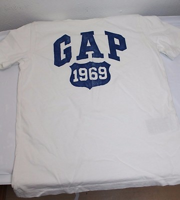 #ad Gap Kids Regular Sz Small 6 7 Color white Crew Neck 1969 In Blue NWOT $10.79