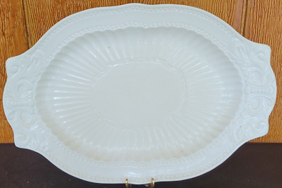 #ad American Atelier at Home Baroque White 16quot; Oval Serving Platter Ironstone 5599 $45.00