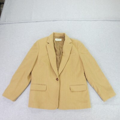 #ad Vintage Orvis 100% Camel Hair Womens Size 14 Tan Coat Jacket Blazer 1 Button * $79.84