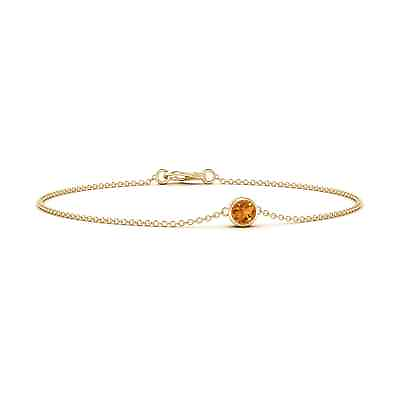 #ad ANGARA Bezel Set Round Citrine Chain Bracelet for Women Girl in 14K Solid Gold $278.10