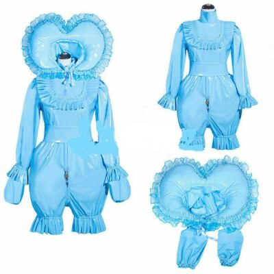 #ad Maid Girl Baby Sissy blue PVC Lockable Dress cosplay costume Tailor made $89.99