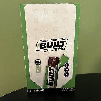 #ad 12 Mint Chocolate Brownie Built Bars 17g Protein 4g Sugar June 2024 $19.98