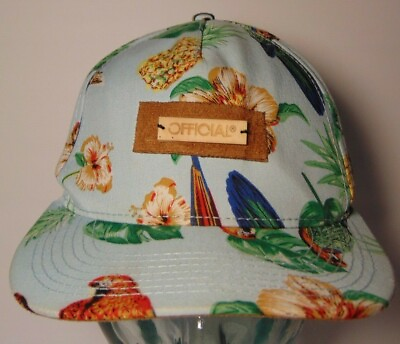 #ad Official Brand Tropical Flowers Birds Parrot Hawaiian Hat Leather Strap Hat Cap $14.69