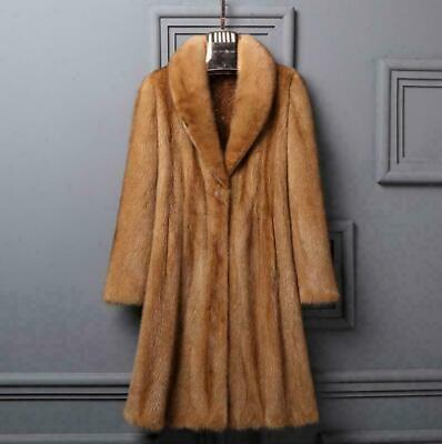 #ad Real Mink Fur Long Thick Winter Ladies Coat Lapel Jacket Warm Parka Size M 4XL $41.03