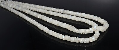 #ad AAA Natural Moonstone Smooth Wheel Heishi Beads 4 To 6 MM 16 Inch Necklace $21.98