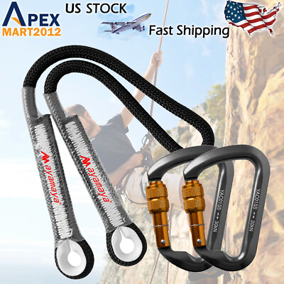#ad 30KN Aluminum D Ring Screw Carabiner Locking Hook 27KN Climbing Rescue Loop Rope $29.99