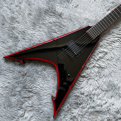 #ad Custom Black V Shape Electric Guitar Red Binding Black Hardware H Pickup Solid $224.20
