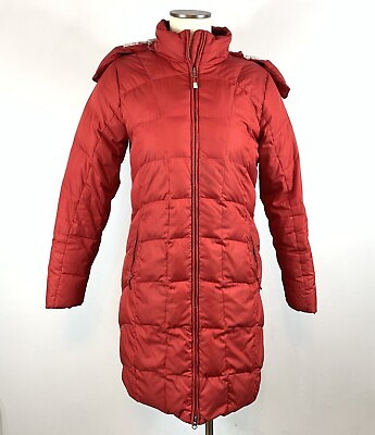 #ad Eddie Bauer Red Long Down Coat Parka Women#x27;s Medium Flawed Stained $37.00
