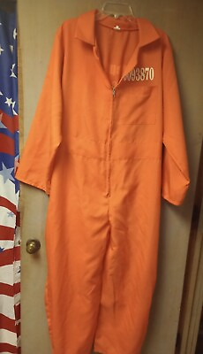 #ad Halloween Department of Corrections Orange Zip Jumpsuit Costume. Pre owned $28.00