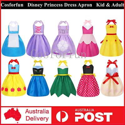 #ad Kids Adults Disney Belle Anna Elsa Aurora Princess Dress Costume Apron Book Week AU $25.89