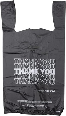 #ad #ad New Large 21 x 6.5 x 11.5 quot;Thank Youquot; T Shirt Plastic Grocery Black Bags 1000 $25.00