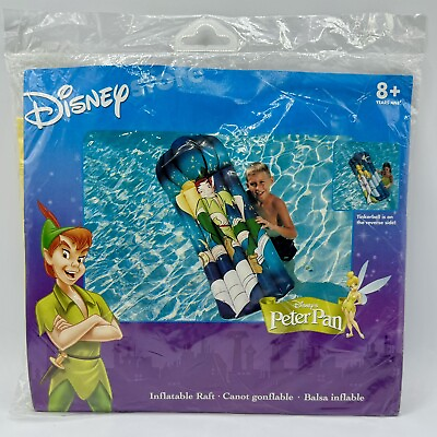 #ad NEW Vtg Disney Store Exclusive PETER PAN Inflatable Raft Pool Float Tinker Bell $75.00
