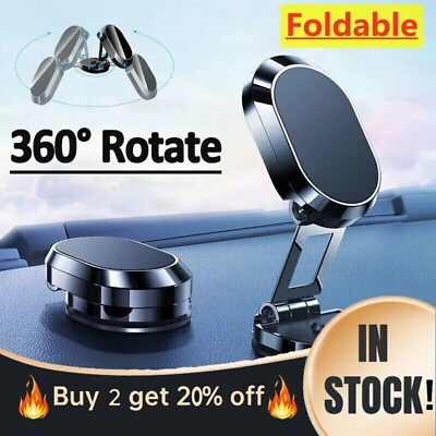 #ad 360° Rotation Magnetic Phone Holder Foldable Car Mount Stand Dashboard Universal $6.99