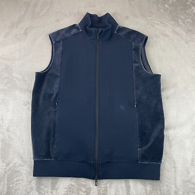 #ad Emporio Armani Vest Men XL Black Velvet Full Zip Sport Designer Zip Pockets $44.88