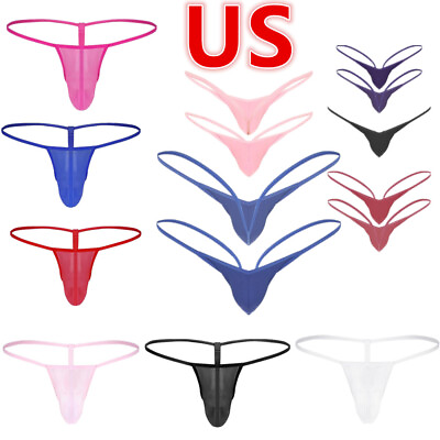 #ad US Men#x27;s Low Rise T Back Briefs G String Thong Open BackTanga Pants Underwear $8.54