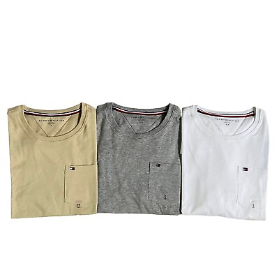 #ad NWT Tommy Hilfiger Mens Regular Fit Solid Pocket Short Sleeve T Shirt Jersey Tee $19.98