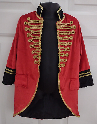 #ad Hamp;M Kids Red Ringmaster Jacket Small Velour Feel Open Front Costume Dress Up $17.99