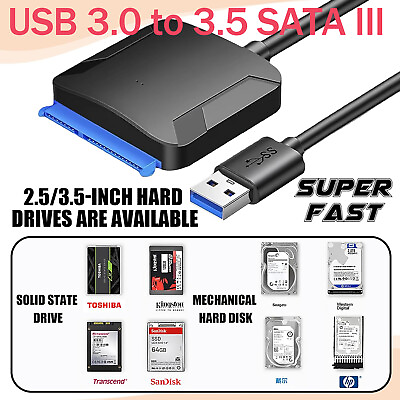 #ad USB 3.0 to SATA Adapter Cable for 3.5 2.5 Inch SSD HDD Drives External Converter $11.38