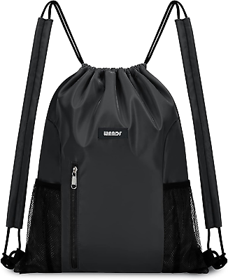 #ad Drawstring Backpack with Shoulder Pad Sports Gym Backpack with Mesh Pocket Strin $20.88