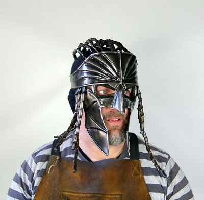 #ad Blackened 18 Gauge Steel Medieval Pirate Fantasy Movie Role Play Armor Helmet $412.97