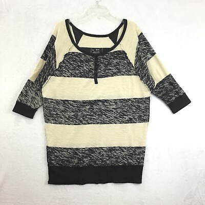 #ad We The Free Inside Out 3 4 Raglan Sleeve Striped Henley Oversized Top Size S $26.30